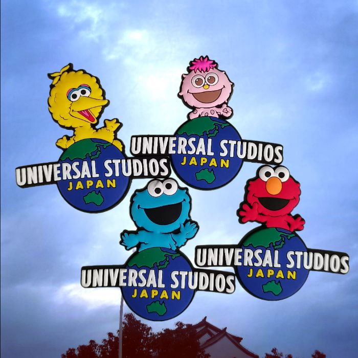 universal studios日本环球影城纪念款4色橡胶卡通冰箱贴芝麻街