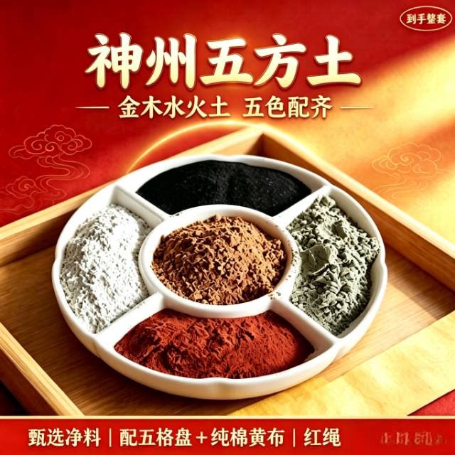 神州五方土原矿天然昆仑山五色土摆件东西北厨房缺角奠基安宅开业