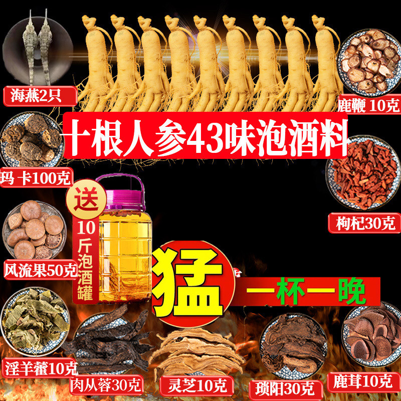 专用泡酒药材男滋补养生十全肾泡酒料大人参鹿茸鹿鞭补药酒中药材