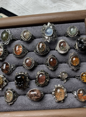 地脉拾光丨幽灵水晶戒指女复古新中式孤品白铜绿幽灵孤品5.28