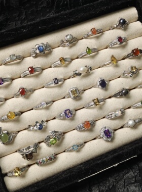 地脉拾光｜天然水晶戒指钛钢托不掉色彩宝合集紫水晶石榴石黄水晶