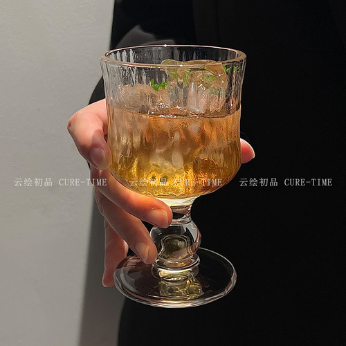 高脚玻璃浮雕鸡尾酒杯调酒专用