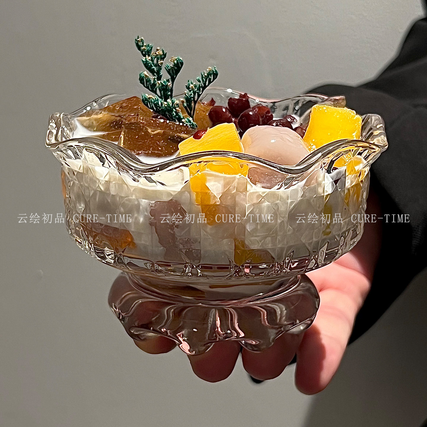 ins风冰花玻璃甜品碗高颜值