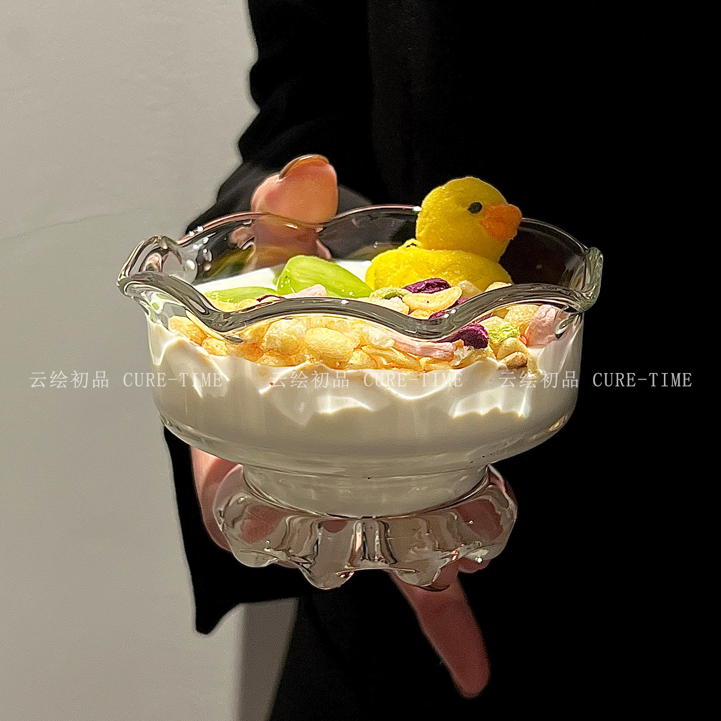 ins风玻璃冰花雪糕甜品碗家用