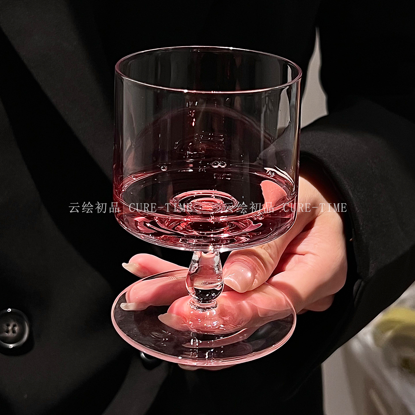 日式圆柱设计感矮脚杯