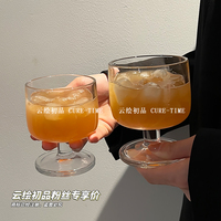 新款ins风小众法式高脚杯复古高颜值家用女果汁杯酒杯玻璃水杯子