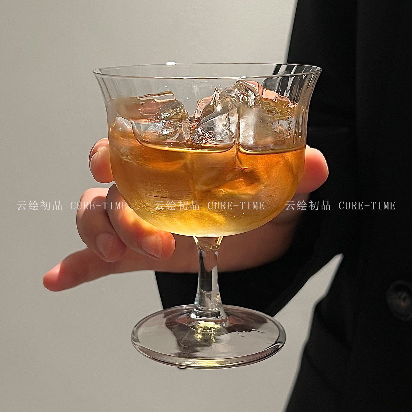 中式复古高颜值玻璃高脚鸡尾酒杯