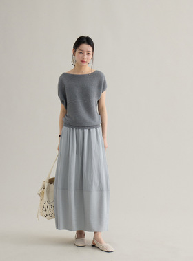 Tania S家韩系通勤抽绳A字半身裙女25春季新款中长裙百搭高腰长裙