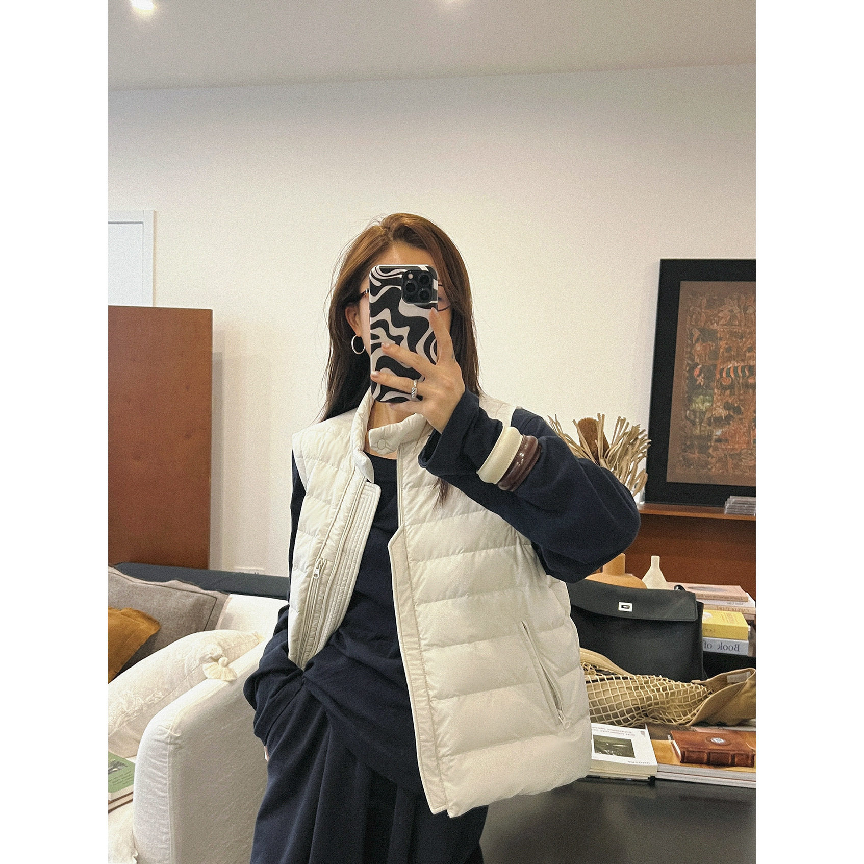 Tania S家秋冬新款韩版90白鸭绒简约无袖羽绒服百搭厚外套上衣女