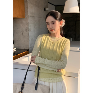 Tania S家秋冬新款韩版淑女纯色叠穿羊毛针织马甲圆领百搭坎肩女