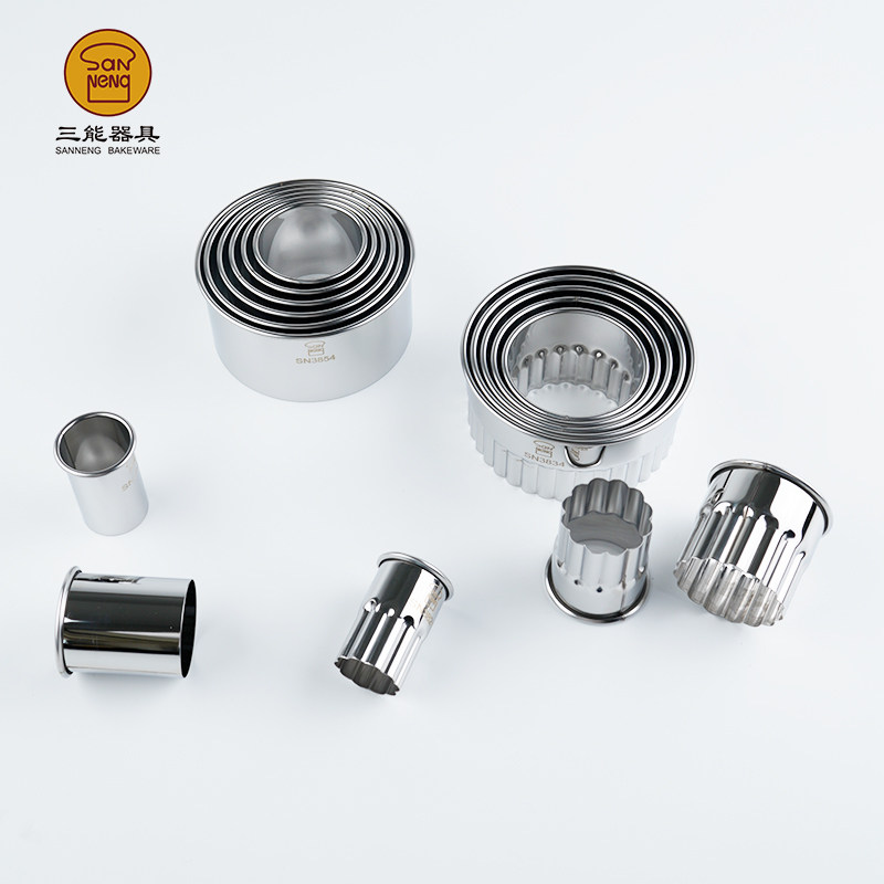 三能器具心型 心型齿 圆形圆齿形饼干 切模组套装(电解)