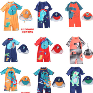 新款 防晒小孩婴儿宝宝男童游泳衣 儿童泳衣男大中小童连体可爱泳装