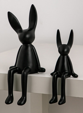 马卡龙创意卡通坐姿长耳兔摆件高档轻奢客厅电视柜酒柜玄关