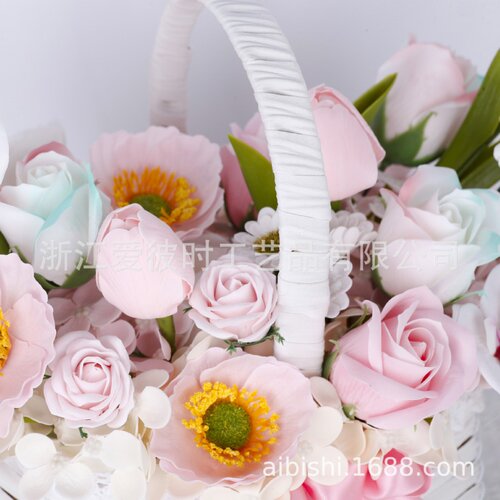 香皂花七夕情人节手提藤编花篮