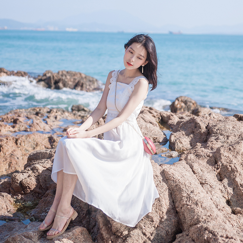 不包邮2019夏季新款流行很仙的法国小众复古仙女裙吊带长裙连衣裙夏裙子