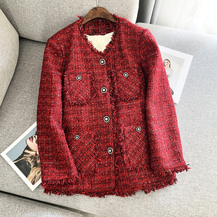 秋冬新款大码小香风外套女胖mm中长款加厚高级感粗花呢上衣200斤