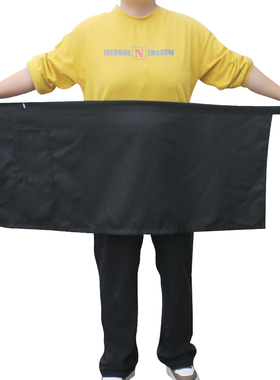2025新款半身围裙餐饮业专用加宽全包短围腰酒店男女工作围腰黑色