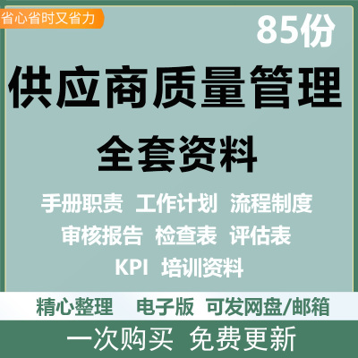 SQE供应商质量管理资料职责工作计划流程检查单评估表KPI培训资料