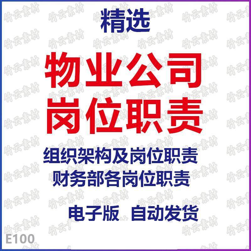 物业公司组织管理架构各部门各岗位职责说明书及素质要求word模板