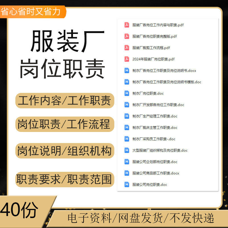 服装厂组织架构仓库管理员缝纫工生产技术部门工作流程岗位职责