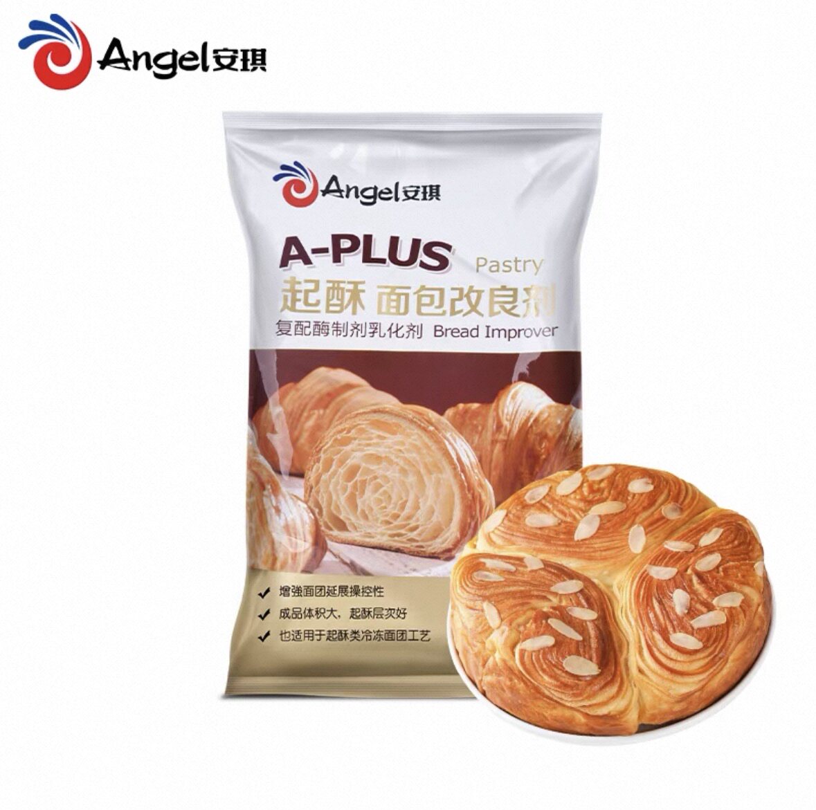 安琪A-PLUS起酥面包改良剂烘焙手撕千层面包牛角包商用膨松剂1kg