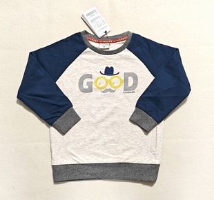 110-130 韩单 FL 男童拼色插肩袖纯棉卫衣外贸韩国原单童装