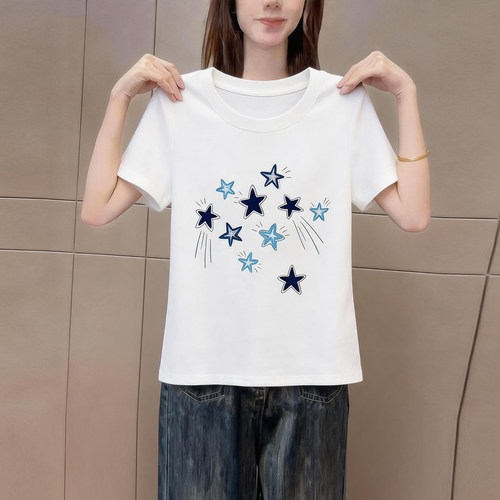 韩系洋气ins风星星印花短袖t恤女