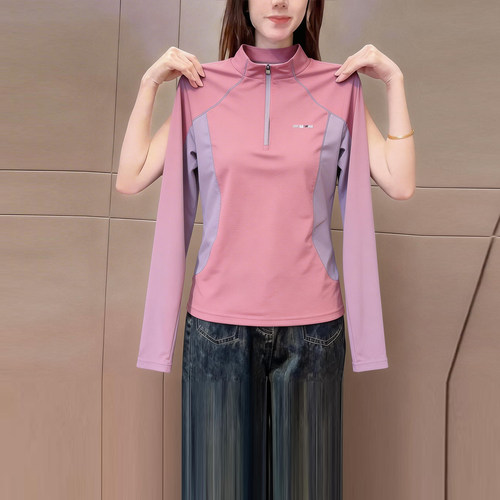 早春季时尚设计感立领长袖t恤女