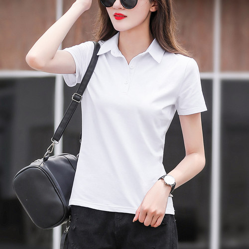 2026款半袖t恤有带领子运动休闲翻领短袖polo衫女夏修身品牌上衣