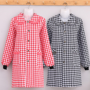 防油污女外套正穿衣 韩版 纯棉罩衣透气大人工作服厨房长袖 围裙时尚