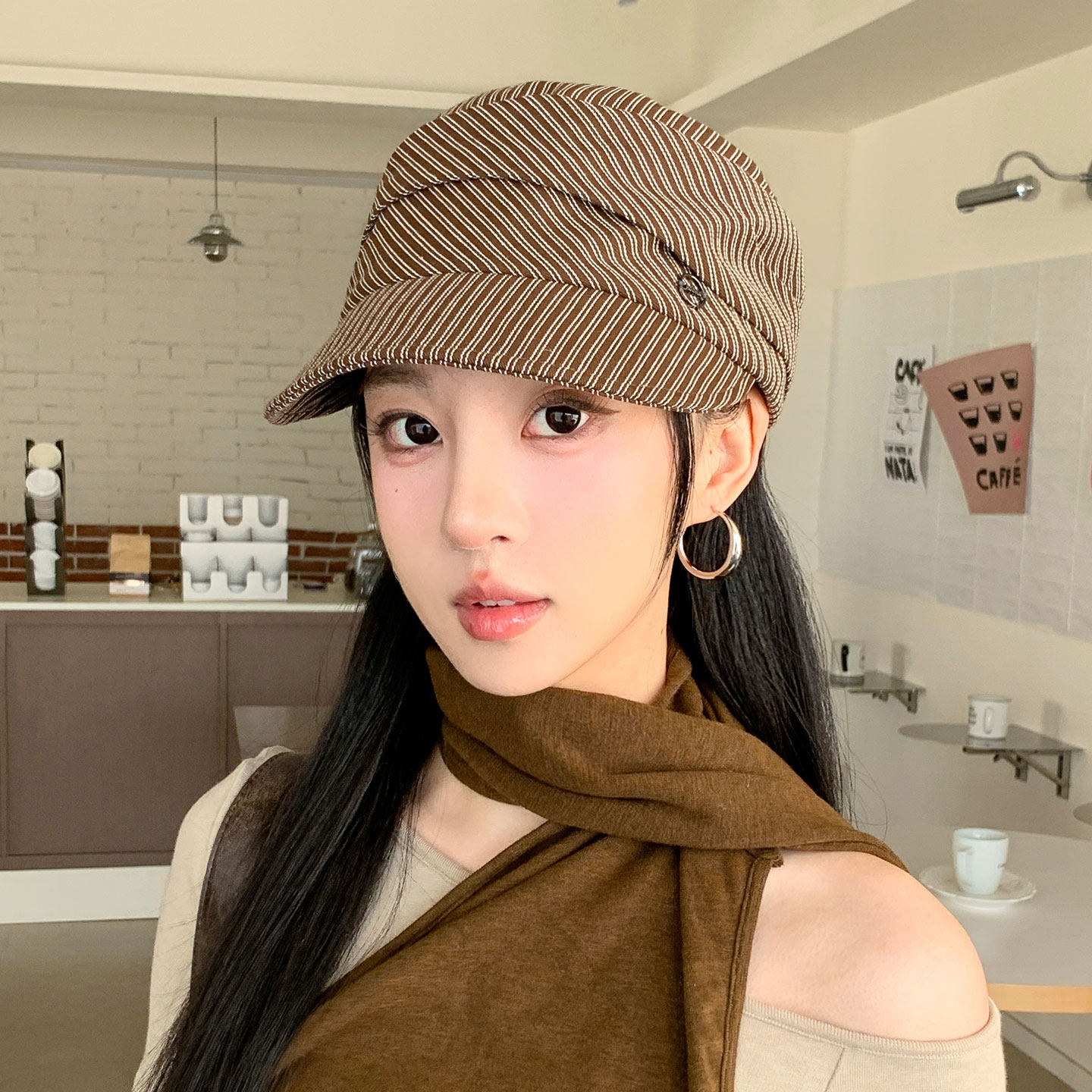 条纹鸭舌帽子女款2026新款女士高级感马术帽春秋百搭显脸小遮阳帽,服饰配件/皮带/帽子/围巾,帽子,淘宝优惠券,粉丝福利购,淘宝优惠卷