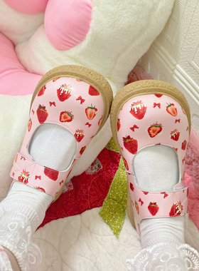 新版【灰姑娘】爱心圆头洛丽塔大头鞋原创Lolita魔术贴厚底单鞋