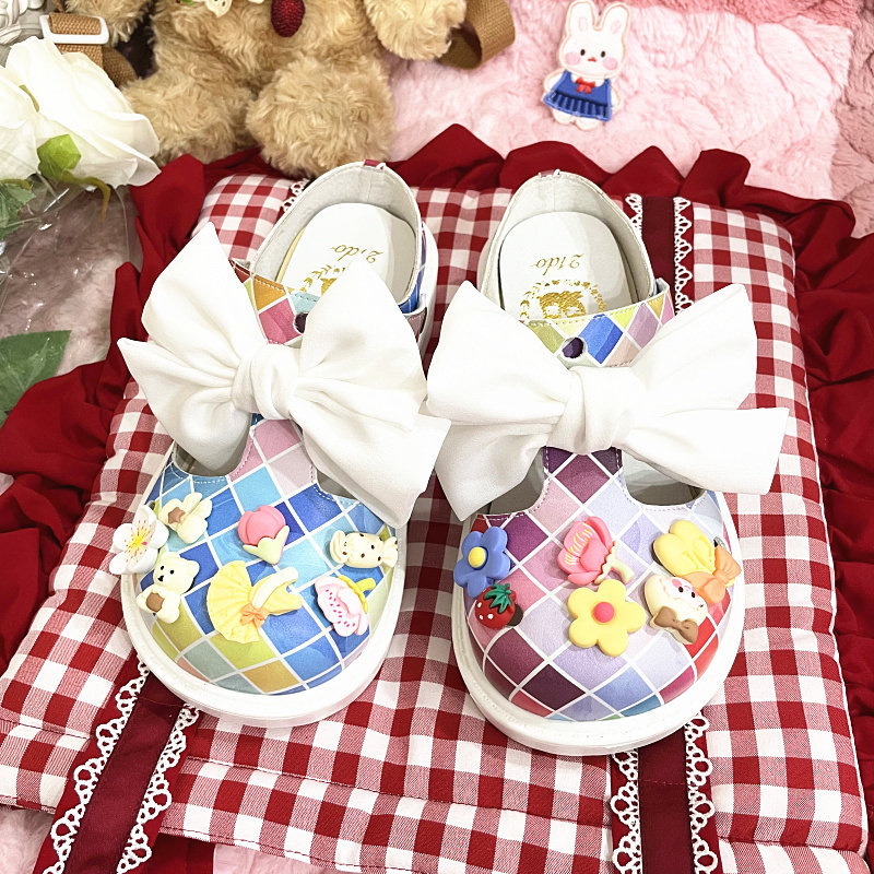 21DO低帮鞋蝴蝶结休闲洞洞鞋印花