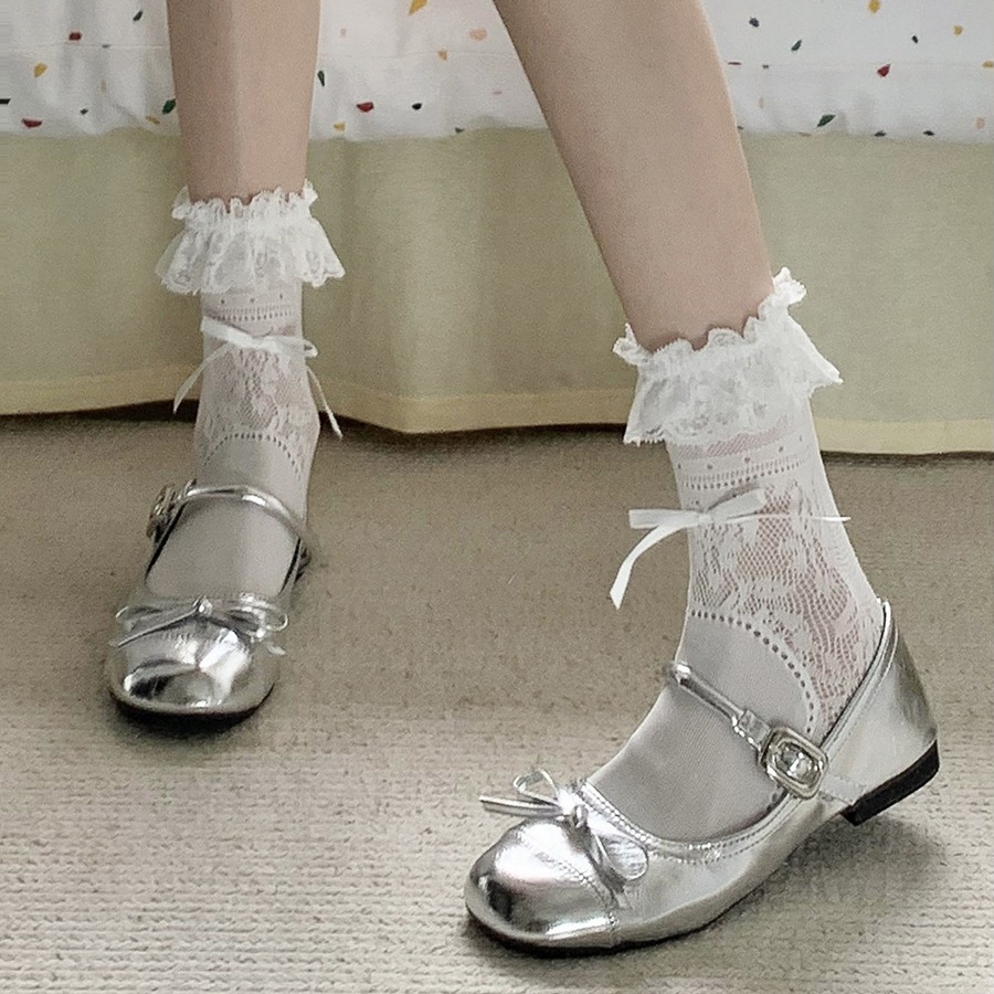 银色平底单鞋女2024年新款浅口芭蕾风夏季配裙子法式圆头玛丽珍鞋