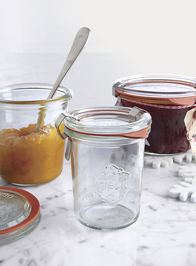 德国Weck密封储物玻璃罐柠檬蜂蜜腌制罐果酱瓶燕麦酸奶杯家用带盖