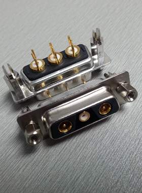 射频直插式3V3母座连接器 带鱼叉铆锁 同轴直针焊板母头接插件