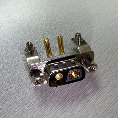优质大电流弯脚d-sub2V2公头连接器90度弯针阴阳各1P 2芯电源插座