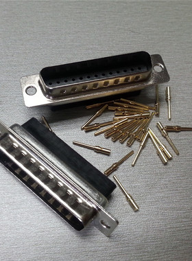 新品db25实心针25PIN矩形连接器DB冷压接线d型插头 D-SUB25芯快压