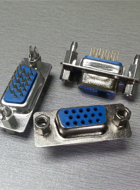 优质蓝色直插显示器VGA15PIN母座三排d-sub立连接器1404-152-D1-X