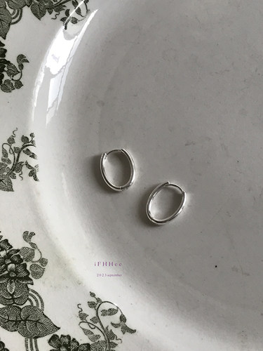 iFHHee 少见的椭圆！基础日常耳扣 韩味法式耳扣 圆环s925通体
