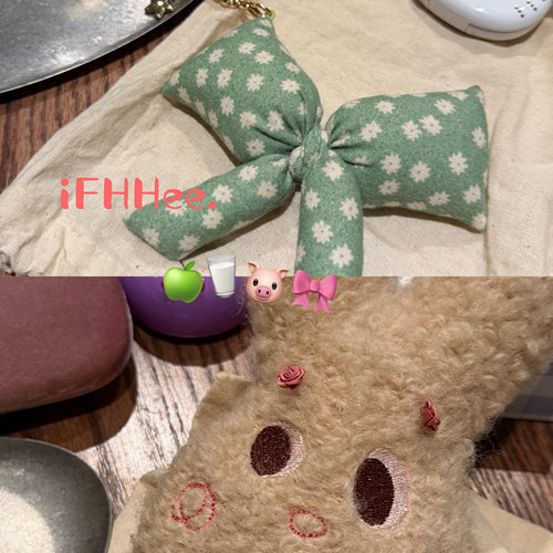 iFHHee 绿蝴蝶小咩兔~返场 可爱原创设计 手绘挂件 可爱复古包挂