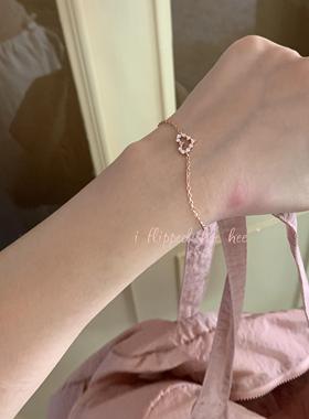 iFHHee 定制ageth*e 小众通体s925 玫瑰金桃心闪闪手链
