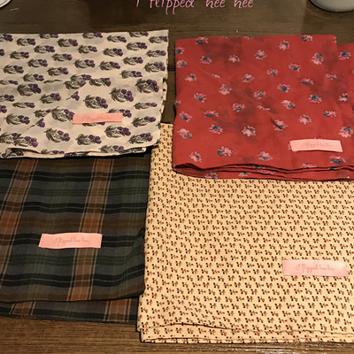 iFHHee 小花田野*四色多用方巾 100%棉多用途丝巾 头巾围巾发带～