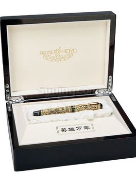 用金色礼盒装收藏英雄工艺拉丝钢笔皇家金笔金属300018K杆笔办公