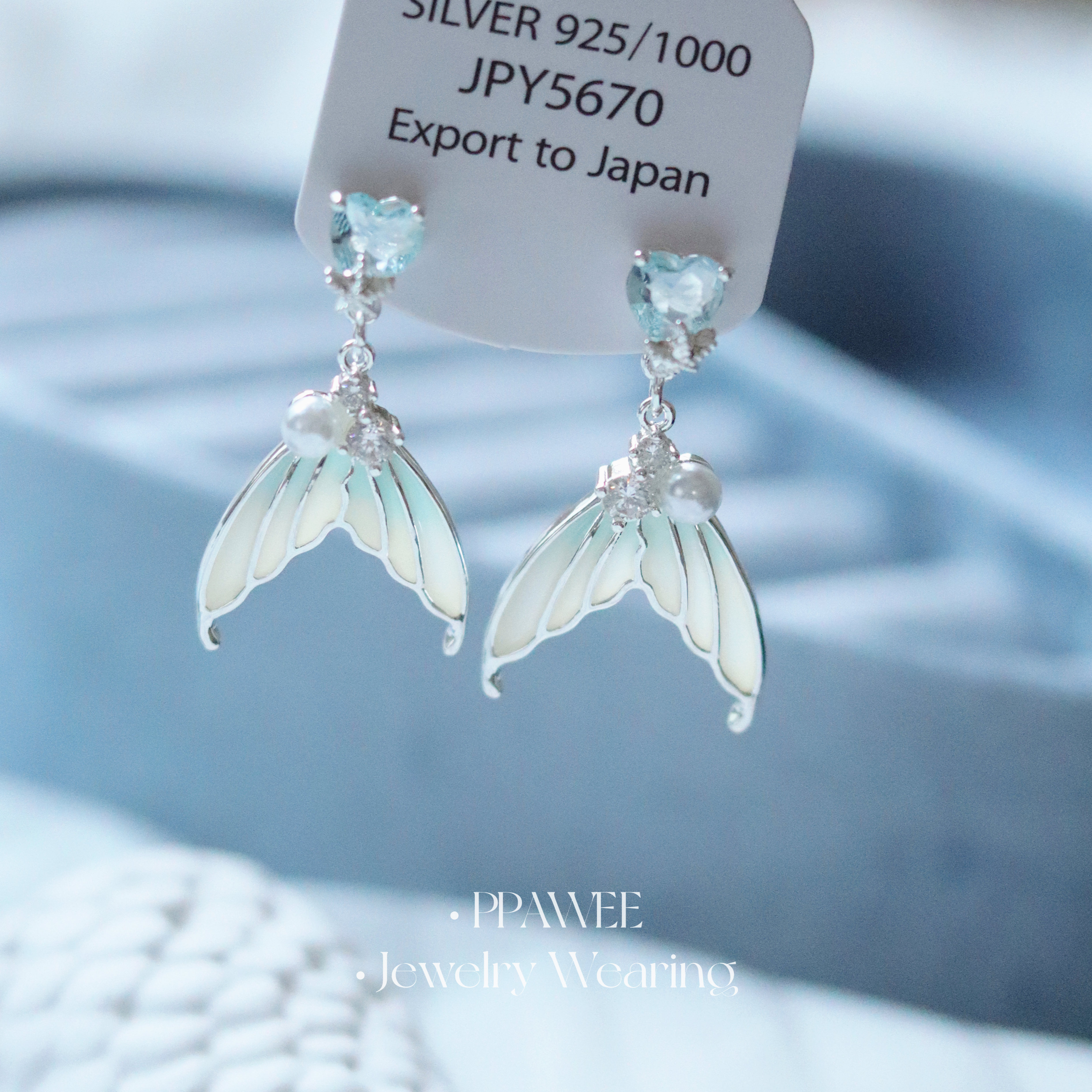 人鱼泪|海星渐变蓝色鱼尾耳饰女度假风爱心耳环夏天海边气质耳钉