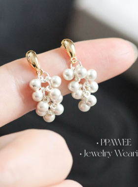 春岛松松|银色金属葡萄耳环法式清冷流苏韩系耳饰轻奢高级感耳钉