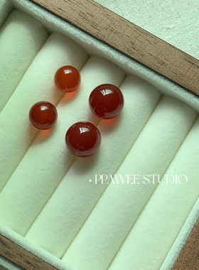 PPAWEE｜气质红色玛瑙珍珠百搭耳饰复古港风耳环小巧精致日常耳钉