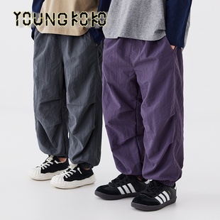 中大童女凉感防蚊长裤 KOKO男童速干运动裤 子轻薄褶皱宽松户外山潮