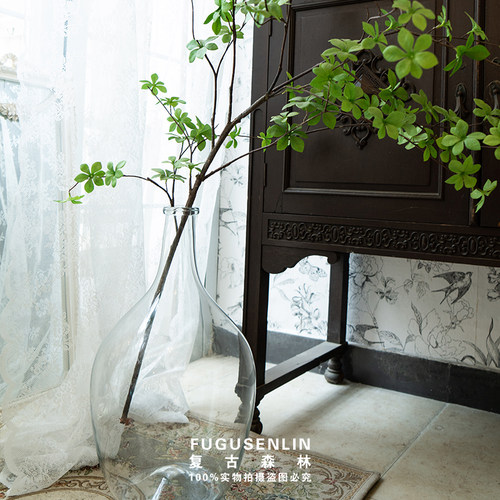 简约绿色玻璃花瓶仿真吊钟马醉木