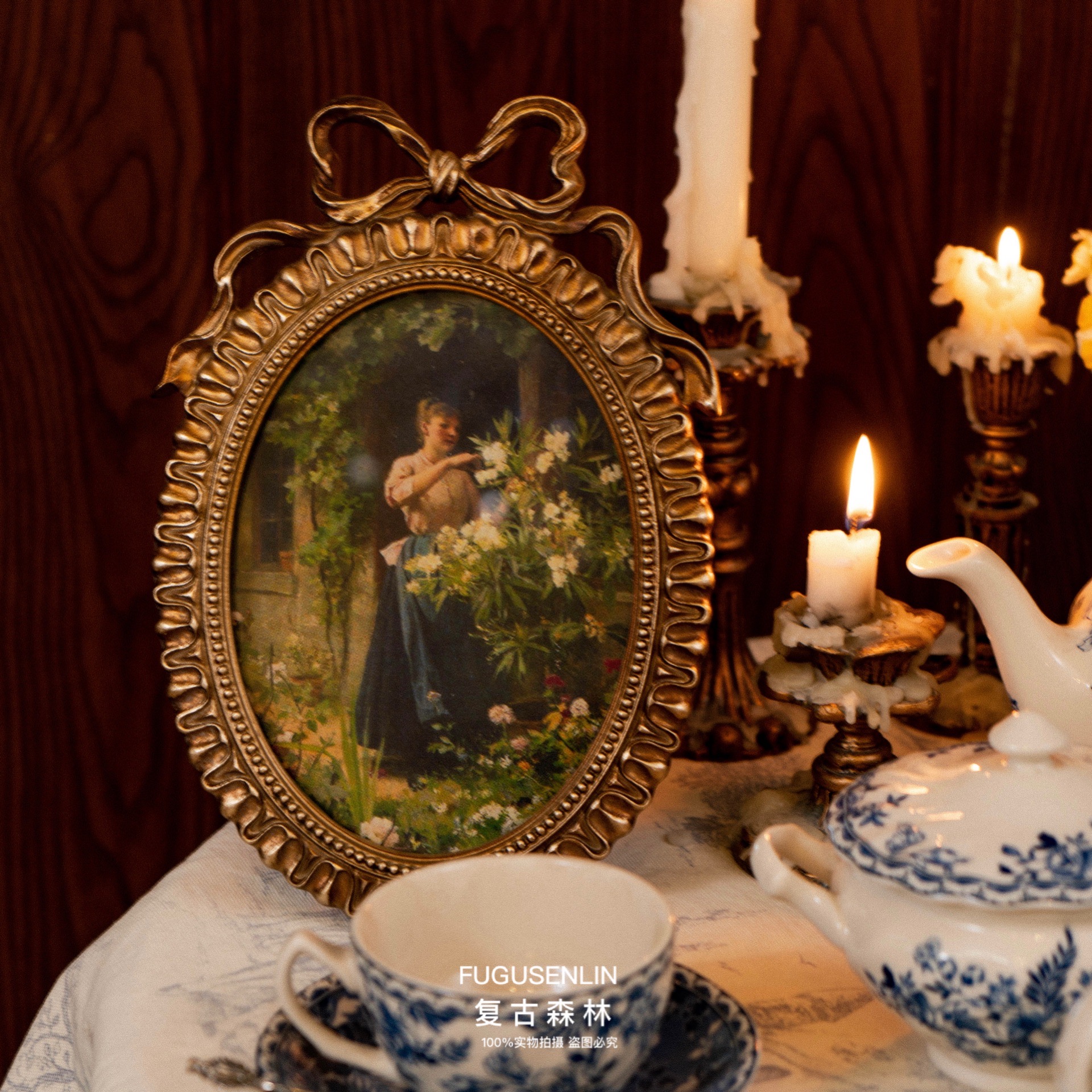 欧式复古宫廷缎带蝴蝶结树脂相框家居民宿装饰文艺轻奢雕花壁挂